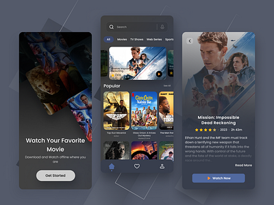 Movie Streaming App app application apps design figma movieapp streamingapp ui uiux userexperince userinterface ux