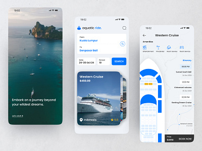 Cruise Booking 🛳 amenites app design beach boat booking booknow cruis booking cruise date design figma illustration plam price search ship ticket ui ux vacation