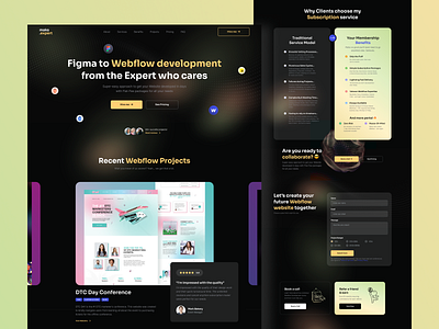 Webflow Development Landing Page cta dark mode figma form hero landing page portfolio webdesign webflow yellow