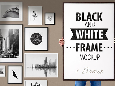 BLACK AND WHITE FRAME MOCKUP picture frame mockup