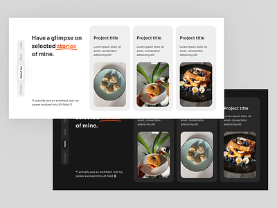 Card UI design aboutme app bento blackandwhite card dailyui dark design desktop light mode navbar navigation personal portfolio ui userexperience userinterface ux visual