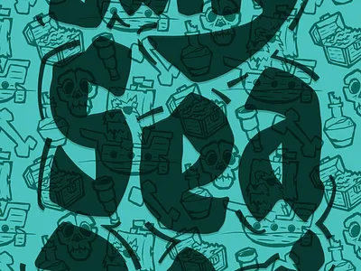 Legendary Tails - Sea Rover bone character chest dog gold ill illustration legendary legendary tails ocean pattern pirate rum sea ship skull spyglass telescope treasure treasure chest