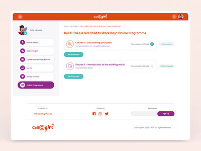 Cell C Girl Profile ui user profile ux