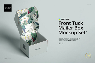 Front Tuck Mailer Box Mockup Set 3 boxes cosmetics