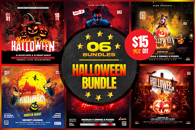 06 Halloween Party Flyer Bundle skull