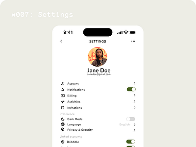 Settings - App | Daily UI Challenge #007 007 app appui clean dailyui dailyui007 dailyuichallenge design figma figmadesign figmauidesign minimal settingandprivacy settings settingsapp settingsui ui uidesign ux uxdesign