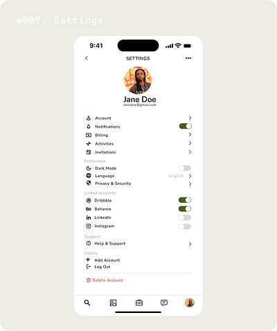 Settings - App | Daily UI Challenge #007 007 app appui clean dailyui dailyui007 dailyuichallenge design figma figmadesign figmauidesign minimal settingandprivacy settings settingsapp settingsui ui uidesign ux uxdesign