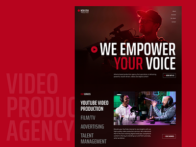 Video Production Company Website ads black cinema film making production red talent tv video video production voice white youtube