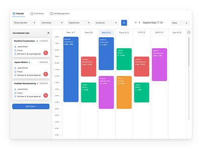 Calendar - Motorized Equipment Maintenance ui ux