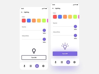 Home Monitoring Dashboard #21 blue color colors dailyui design fig figma home icons lights monitoring purple turn turn on ui