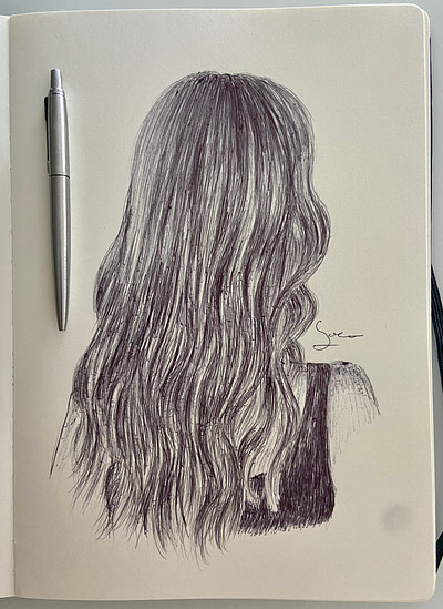 Ballpen Hair Style ballpen design drawing hair hairstyle illustration sketch