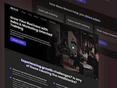 Sales & Marketing Training Website black consultant course dark theme e learning landing page learn marketing modern overlay sales smma training ui ux web design website website course platform