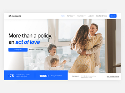 Insurance website - Hero Section design hero section home page insurance insurance company insurance website landing page mockup ui ux web design web page webdesign website website design