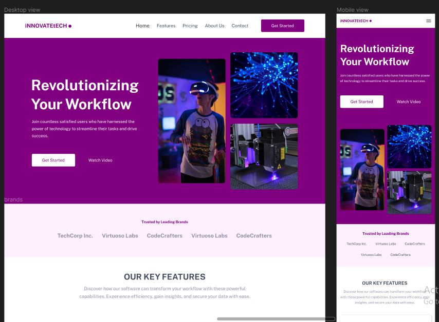 iNNOVATEtECH LANDING WEBSITE branding logo motion graphics ui