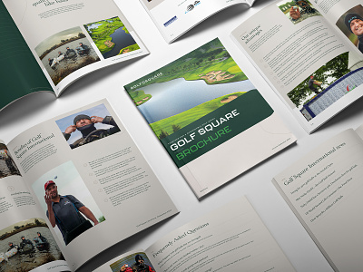 Golf Square Brochure Modern Graphic Design Recycling Golfballs bold branding brochure clean design flyer fresh gold golf graphic design green logo luxury modern print sustainable taupe typography vector water