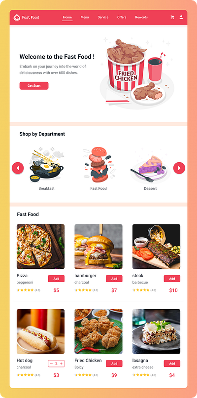 Fast Food Shop - Website fastfood logo restaurants shop ui