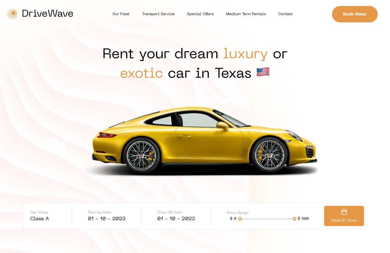 Rental Car Hero Section Design by Fryloop Agency on Dribbble