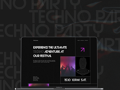 Techno party website animation design modern website party style stylish techno trend ui ui design ux web web design