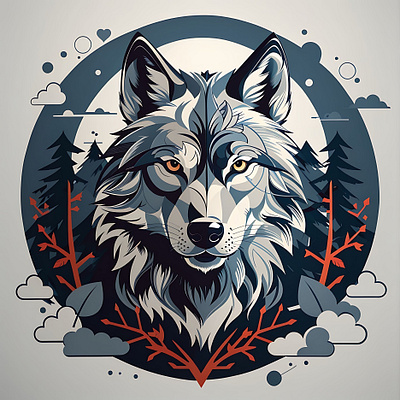 wild wolf in forest, vector illustration animation branding design graphic graphic design illustration logo ui ux vector vector illustration wolf