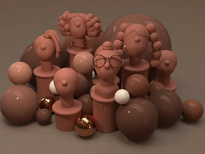 Unruly Black Pillars - Pt 1 3d balloons balls brown character pillars statue