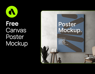 Free Canvas Poster Mockup On The Wall With Decorative Items artboard studio brand identity branding canvas poster design free free canvas poster free canvas poster mockup free mockup free poster mockup graphic design illustration mockup poster poster design poster mockup