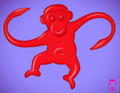 Retro objects and toys series - red monkey game plastic stylized