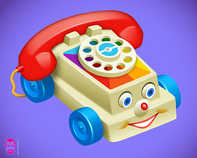 Retro objects and toys series - toy phone phone plastic stylized