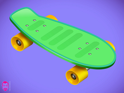 Retro objects and toys series - skateboard plastic skateboard stylized