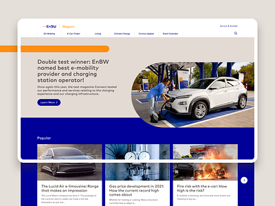 EV Mobility Blog blog branding design library enbw ev cars figma mobility sustainability typography ui user experience ux website