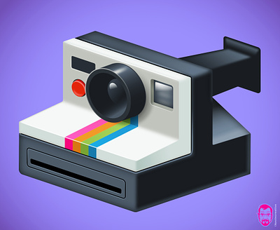 Retro objects and toys series - polaroid camera camera one step plastic polaroid stylized