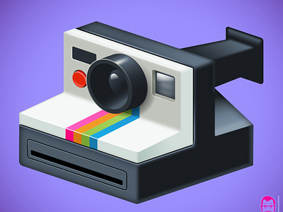 Retro objects and toys series - polaroid camera camera one step plastic polaroid stylized