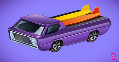 Retro objects and toys series - Deora car deora hot wheels racing redline stylized surfing