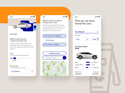 EV-Car Finder branding car finder enbw ev cars figma filter hmi human centered design illustration kia mobile first mobile view mobility slider typography ui user experience ux