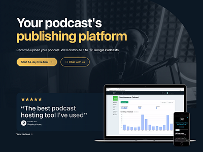 Transistor - Podcast Hosting Landing Page branding homepage landing page marketing podcast podcast hosting podcasting saas statamic tailwind tailwindcss website