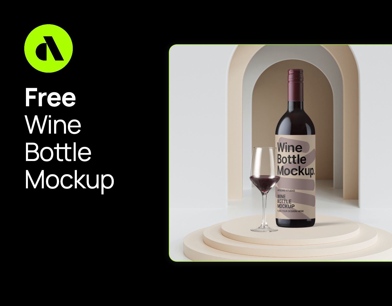 Free Wine Bottle Mockup with a Podium artboard studio beverage beverage packaging design bottle bottle design bottle mockup branding design free free bottle mockups free mockup free mockups free wine bottle mockup graphic design illustration mockup wine bottle