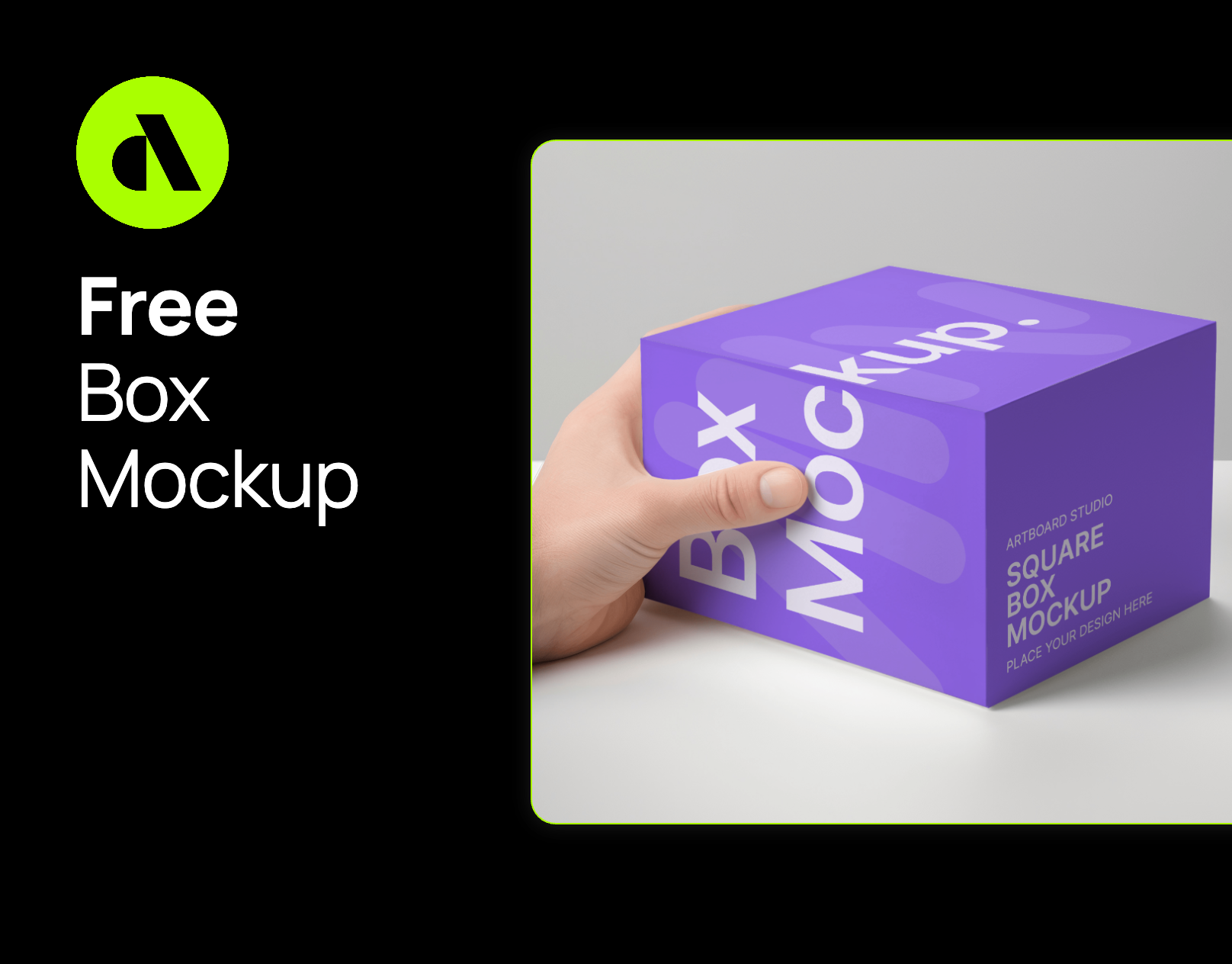 Free Square Box Mockup Hand Holding artboard studio box box mockup branding design free free box mockup free mockup free packaging mockup graphic design illustration mockup packaging square box