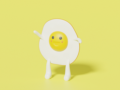 Sunny side up eggs 3D 3d 3dart blender branding character cute desain egg sunny yellow