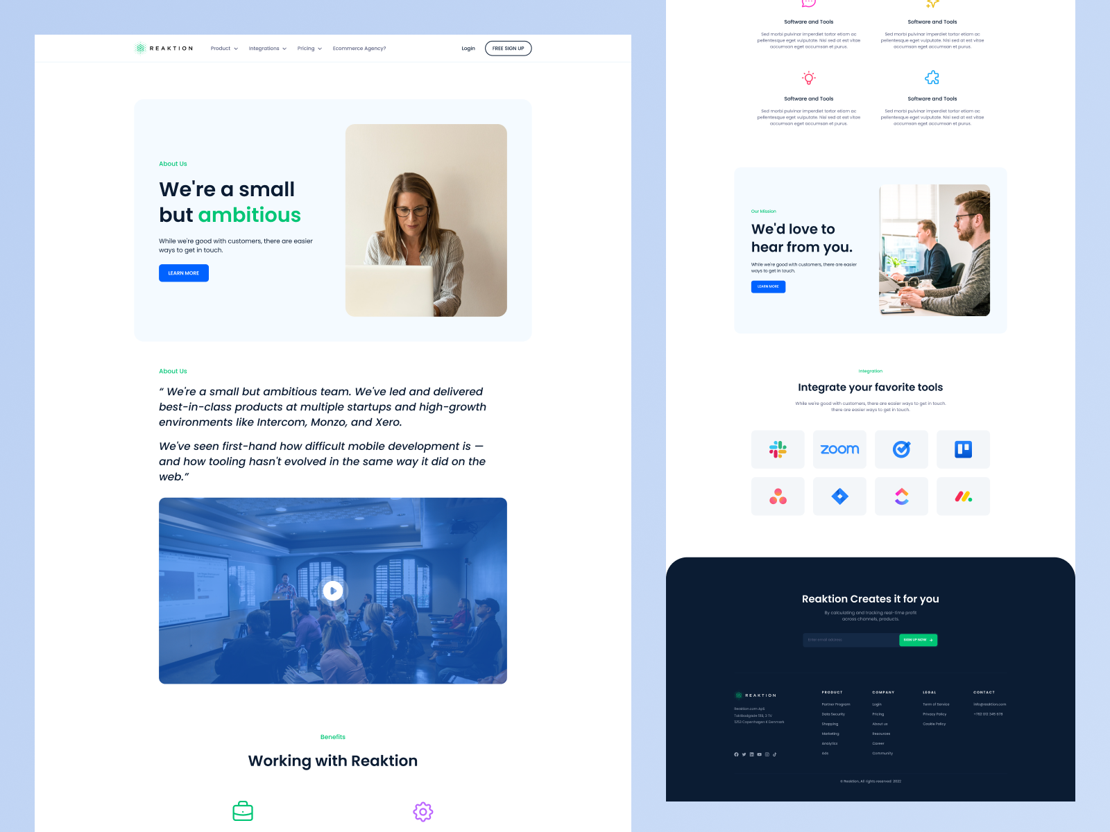 Reaktion About Us Page Design ai design insect interface landing page library pest pest control product service startup ui ux web web design website