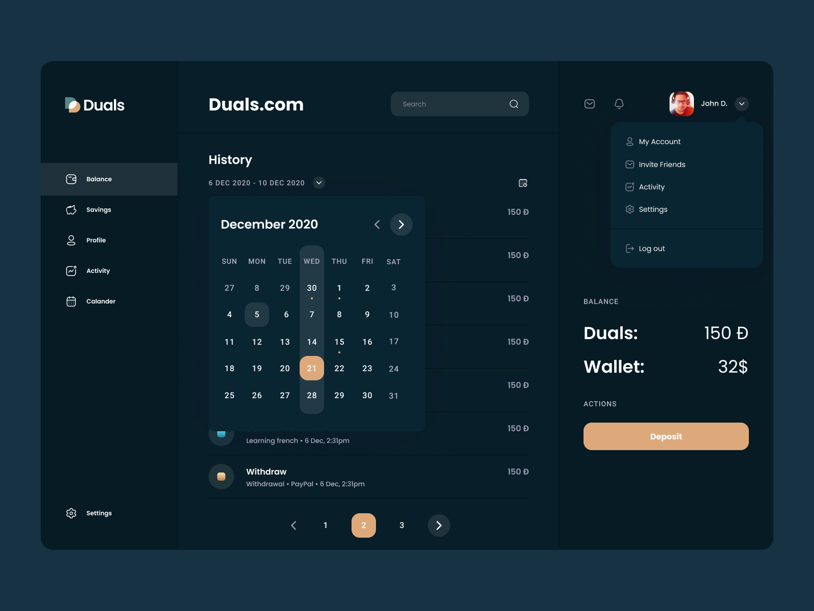 Duals Balance History card cart checkout design ecommerce image resizer payment service shopping startup ui ux web web design website