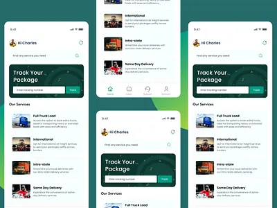 Home Page For Logistics App delivery app logistics product design ui