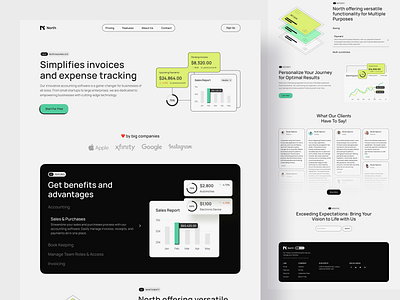 North | Finance Management - Web Design finance finance dashboard finance management invoice tool popular saas uidesign webdesign