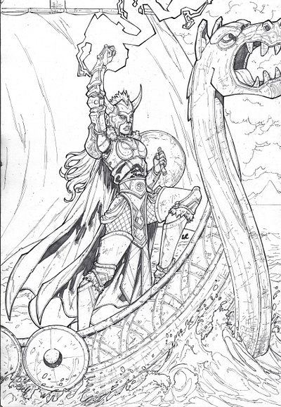 Goddess of the Stormy Commission fantasyart goddess goddess of thunder ilustration pencilart traditionalrt