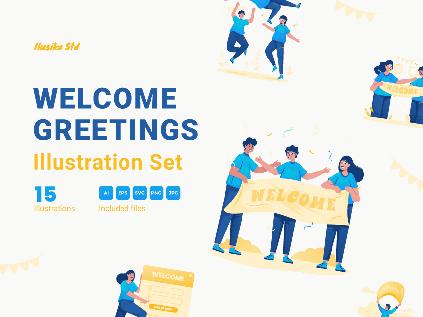 Welcome Greetings Illustration Set by Ilusiku Studio on Dribbble