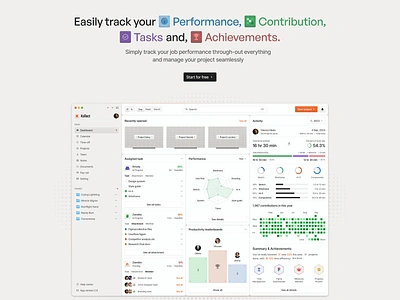 Kollect - HR Management Website activity badge clean dashboard design heatmap leaderboards logo management performance plan productivity saas saas website track tracking ui ui design uiux web