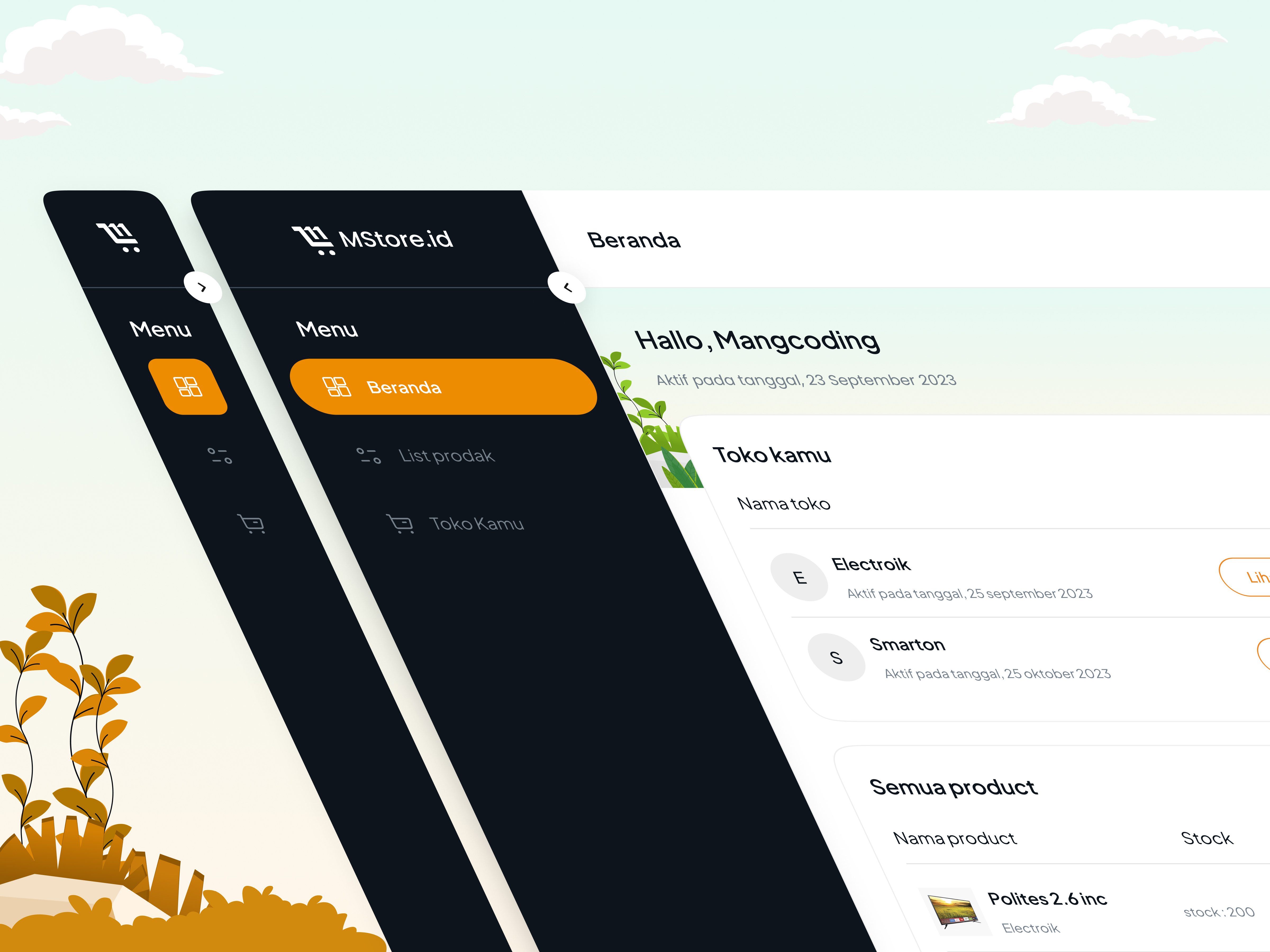 Admin Dashboard MStore admin dashboard app branding clean dashboard dashboard admin dashboard ecommerce design e commerce figma illustration mangcoding market online store store ui uiux ux web design website