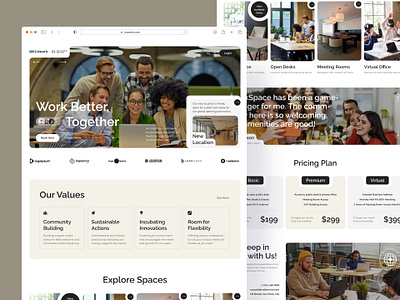 Coworking Landing Page adobe blender clean coffe coworking dribbble figma fyp homepage landing page meeting office real estate space ui ux website