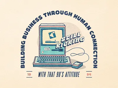 Vintage Mac Illustration 90s aged agency branding classy design graphic design halftone illustration retro shirt texture vector vintage