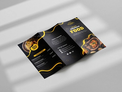 Trifold app bifold brand identity branding brochure burger card creative design food item list logo menu pasta pizza restaurant trifold viral yoga pardana