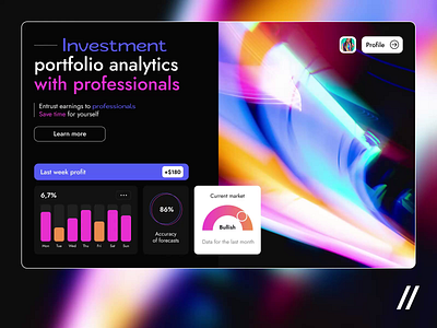 Investment Analytics Web Platform analytics animation app dark theme dashboard design home page invest investment landing landing page online platform portfolio stock ui ux web web ui website