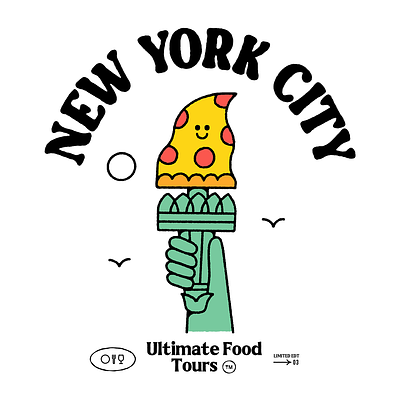 New York Pizza character fun illustration vintage